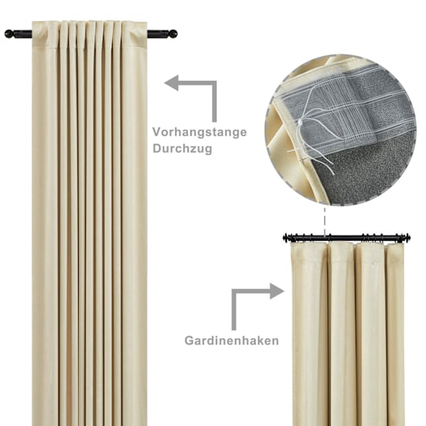 Rootz Luxury Velvet Mörkläggningsgardiner - Draperier - Fönsterbeklädnader - Ljusblockerande - Värmeisolering - Enkel installation - 140cm x 225cm/245