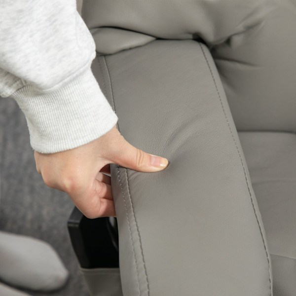 Rootz Relax Massage Armchair - TV RECLINER - Let stol - 10 vibrationstilstande - 76 cm x 80 cm x 102 cm - Grå syntetisk læder