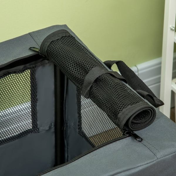 Rootz PawHut hopfällbar transportlåda - Reselåda för husdjur - Bärbar husdjursbärare - Enkel åtkomst - Bekväm inredning - Utmärkt ventilation - 60 cm