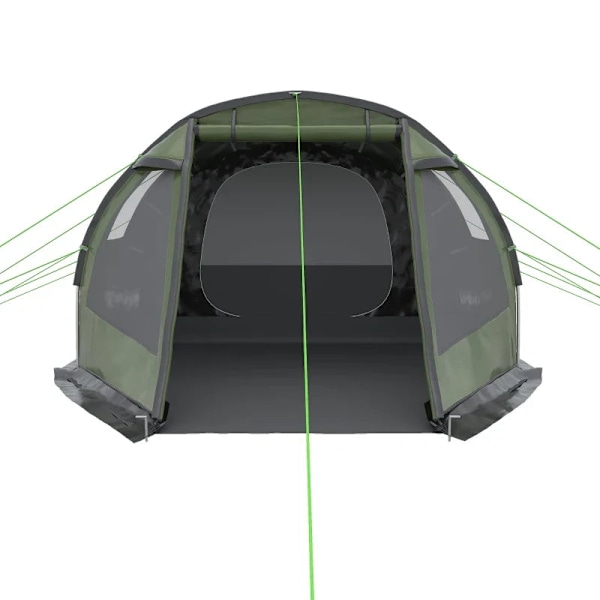 Rootz Campingtelt til 3-4 personer - Tunneltelt - To interiører - Netvinduer - Grøn - 4,75 x 2,64 x 1,72 m