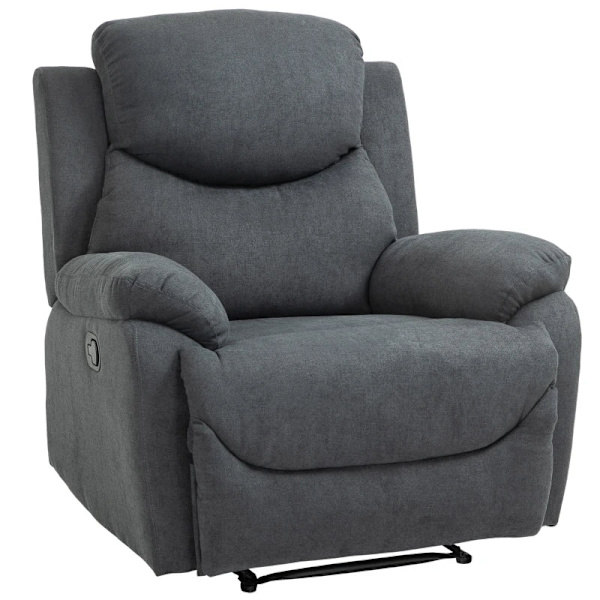 Rootz Relaxation Chair - Lässtol - Fåtölj - Flerskiktsbräda - Liggande funktion - Lutbar 150° - Linnelook - Polyester-skum-stål - Mörkgrå - 97W x 96D