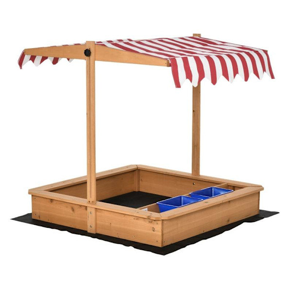 Rootz Sandbox - Träsandlåda för barn - Sandlekstation för barn - Med justerbar höjdöverdrag - Gul - 107,5 x 107,5 x 110 cm