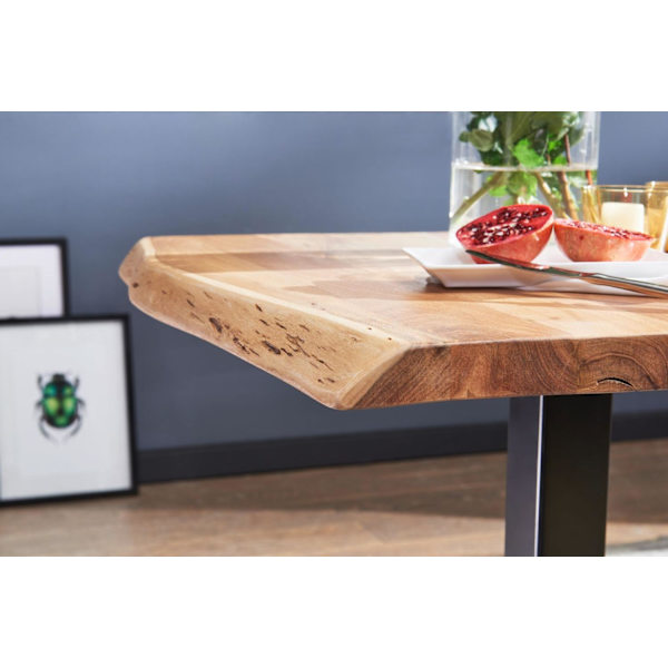 Rootz ruokapöydän puun reuna 80 x 75 x 75 cm akaasia massiivipuinen ruokapöytä - Pieni puupöytä ruokasali Designer keittiön pöytä neliö