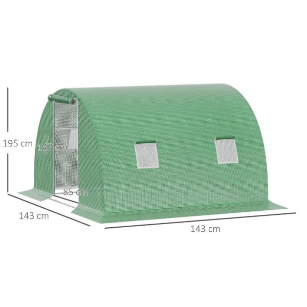 Rootz Drivhus - Poly Drivhus - Walk-in Poly Tunnel - Med 4 vinduer - Frostbeskyttelse - Mørkegrøn - 3L x 3W x 2H m