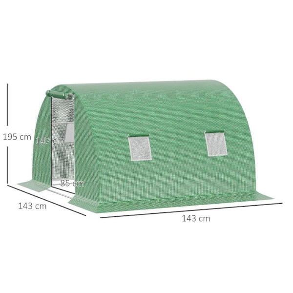 Rootz Greenhouse - Poly Greenhouse - Walk-in Poly Tunnel - Med 4 fönster - Frostskydd - Mörkgrön - 3L x 3W x 2H m