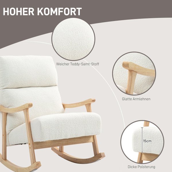 Rootz Rocking Stol - Velvet Stol - Ergonomisk stol - Max Comfort - 65W x 90d x 98H cm - Hvidbrun