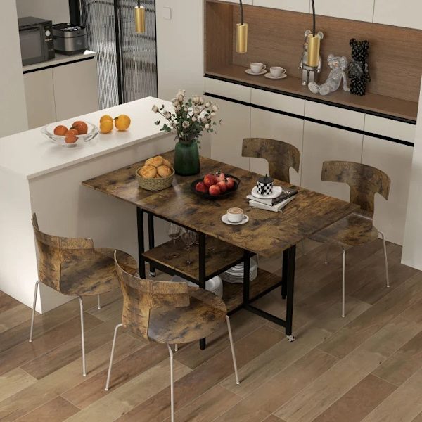 Rootz Matbord - Fällbart matbord - Industriell design - Stål - Spånskiva - Brun + Svart - 140 cm x 80 cm x 75 cm