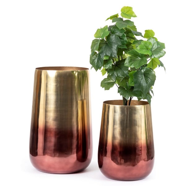 Rootz Two Tone Brass Planter - Dekorativ kruka - inomhusväxthållare - Lyxig design - 35 cm x 35 cm x 55 cm