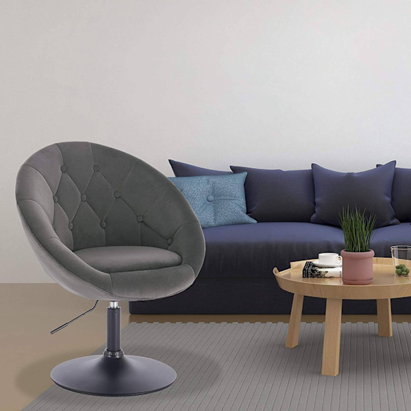 Rootz Velvet Swivel Lounge Chair - Elegant stol - Bekväma sittplatser - Högdensitetsskum - Slitstark metallram - Ergonomisk design - Justerbar höjd -