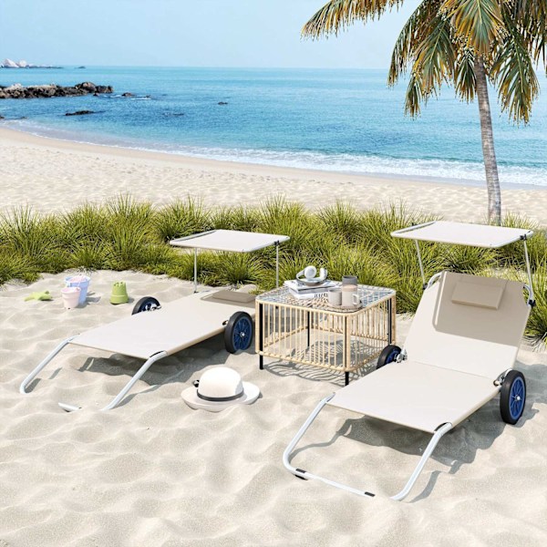 Rootz Sun Lounger Set - Foldbar Garden Lounger - Roll Doll Chair - Justerbart ryggstöd - 62 cm x 148 cm x 85 cm
