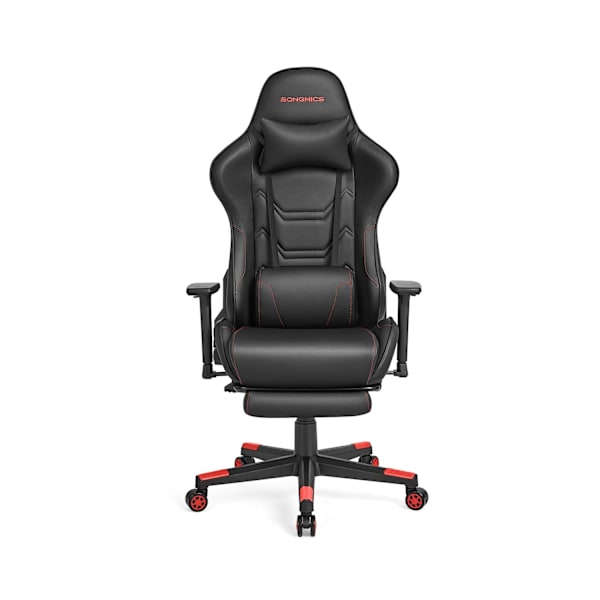 Rootz Ergonominen työtuoli - Nojatuoli - Ristiseläntuki - Musta punainen - 65cm x 63cm x 110cm