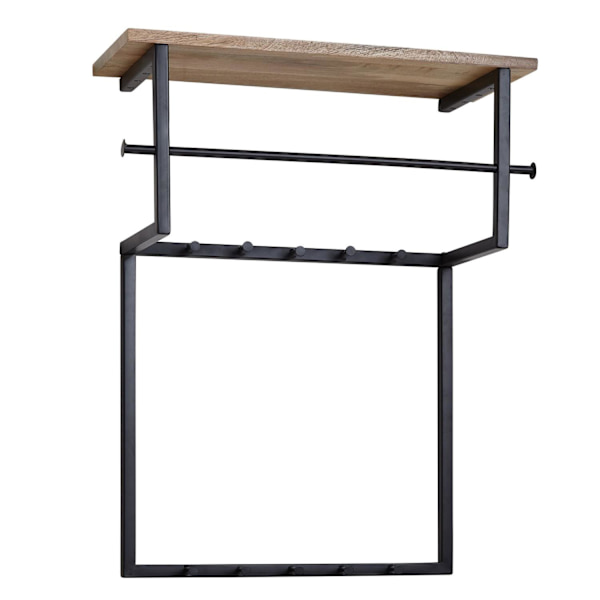 Rootz design seinävaatekaappi mango massiivipuu metalli 60x76x26 cm - Koukkutanko hyllyllä ja vaatetanko - Eteisen vaatekaappi vaatekaappi seinäpuuta
