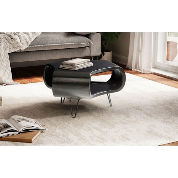 Rootz Modern Living Room Bord - Sofabord - Stor opbevaring - Solid Wood & Iron - 60 cm x 60 cm x 35 cm