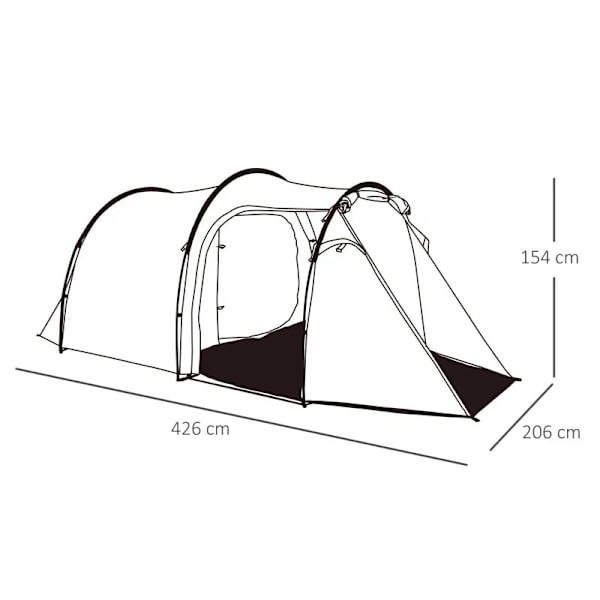 Rootz Campingtelt - Pop-up telt - Forværelse - Transporttaske - Soveplads - Vandtæt - Bæretaske - Polyester - Glasfiber - Lyseblå - 426L x 206W x 154H