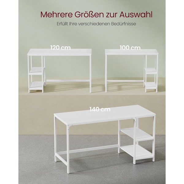 Rootz Maple White Skrivebord - Spånpladestudiebord - Stålstel - Rummelig - 50 cm x 100 cm x 76 cm
