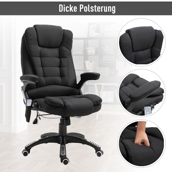 Rootz Executive Chair - Svart - Linne, Skum, Nylon - 26,38 cm x 26,38 cm x 49,6 cm