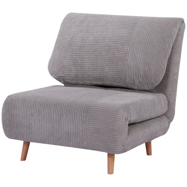 Rootz 2-i-1 lænestolsseng - Justerbar nakkestøtte - Corduroy Look - Grå - 82 cm x 8 cm x 83 cm
