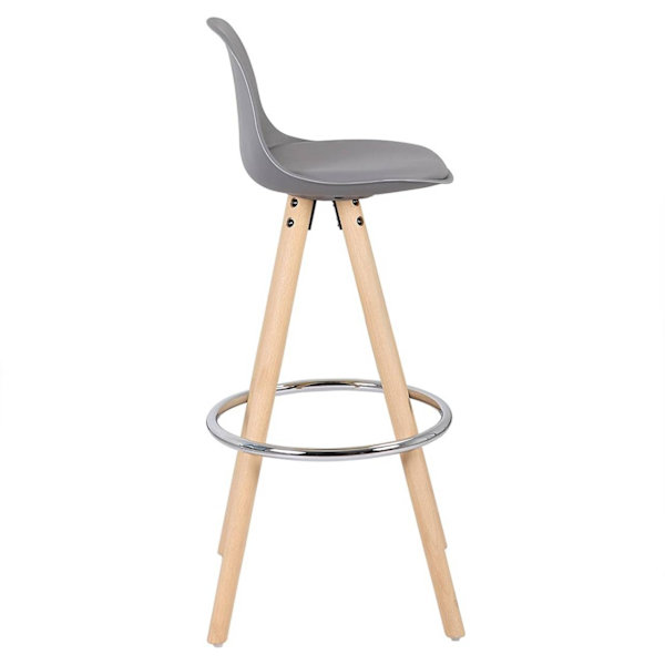 Rootz Designer Barpall - Bänkpall - Kökspall - Stilrent grått ryggstöd - Bekvämt konstläder - Enkel montering - 96,5 cm x 38,5 cm x 33 cm
