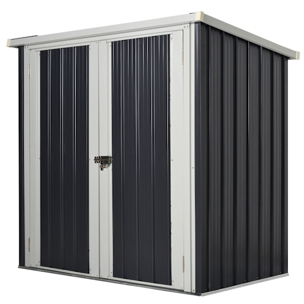 Rootz Garden Shed - Tool Shed - Garbage Shelter - Låsbara dörrar - Hållbart stål - 147L X 86W X 134H CM - Svartvitt