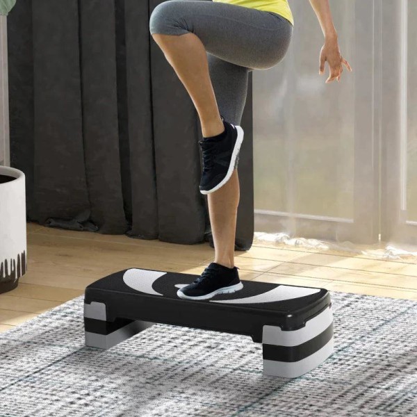 Rootz Aerobic Stepper - 2-trins - Højdejusterbar - Sort + Grå - 80 x 31 x 20 cm