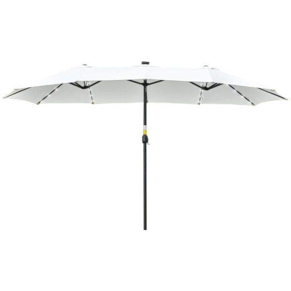 Rootz Dobbeltsidet Paraply - Dobbeltsidet Parasol - Parasol - Parasol - Med LED Solar Lights - Polyester/Stål - Cremehvid/Sort - 4,5L x 2,65W x 2,4H m