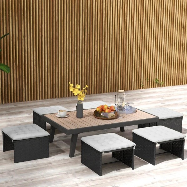 Rootz Trädgårdsstolsdyna - Mjukhet & Komfort - Inomhus & Utomhus - 6 delar - Polyesteröverdrag - Ljusgrå - 40L x 40W x 4H cm