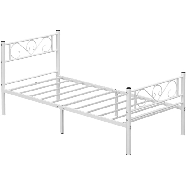 Rootz Enkeltsengestel - Metalsengestel - Hvid - Passer til en madras på 90 x 190 cm