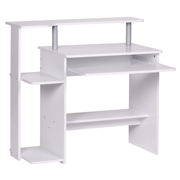 Rootz Modernt datorbord med PC-hylla - Hemmakontor - Tidlös design - Utdragbar tangentbord - Vit - 94 cm x 90,5 cm x 48,5 cm - Generös bänkskiva - Int