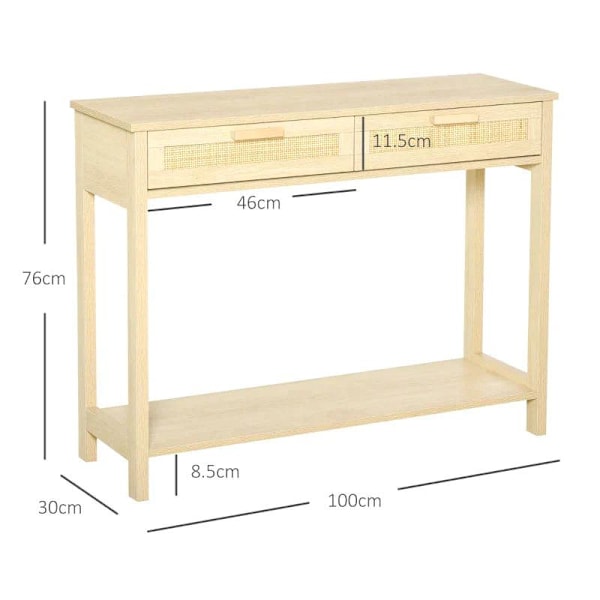 Rootz Console Table - Side Table - Bedroom Console Table - 2 Drawers - Sideboard Entrance - 100 x 30 x 76 cm
