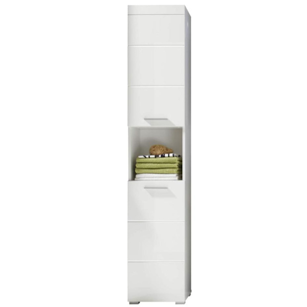 Rootz Badeværelsesskab - Højskab med åbent rum - Højglans - 37 x 190 x 31 cm White High gloss