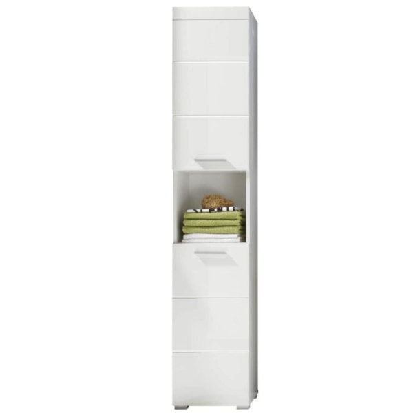 Rootz Badrumsskåp - Högskåp med öppet fack - Högglans - 37 x 190 White High gloss