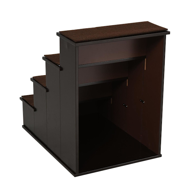 Rootz kæledyrstrapper med tæppe - brun - konstrueret træ, plys - 15,74 cm x 23,22 cm x 21,33 cm