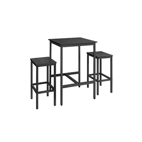 Rootz Bar Bordsæt - Bistro Bordsæt - Pubbord og stole - Spånplader og stål - 60cm x 60cm x 90cm - 30cm x 40cm x 65cm - 19,1kg