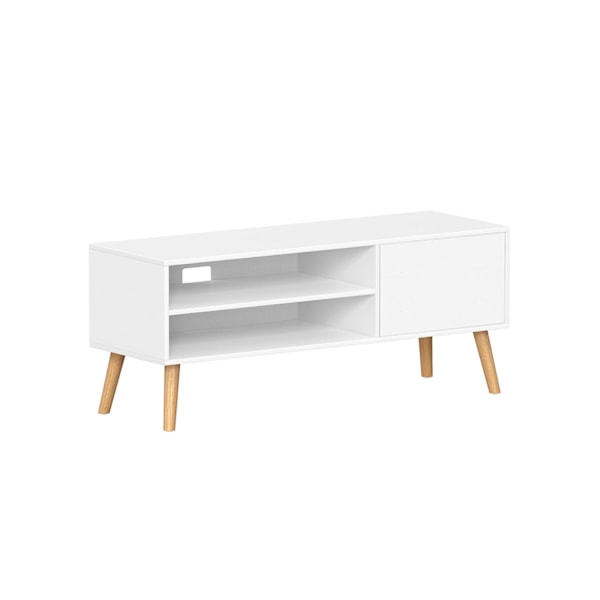Rootz TV Stand - Underholdningscenter - Mediekonsol - Spånplade - Gummitræ - Hvid - 40cm x 120cm x 49cm - 19,7kg - 55kg Maks. belastningskapacitet - 1