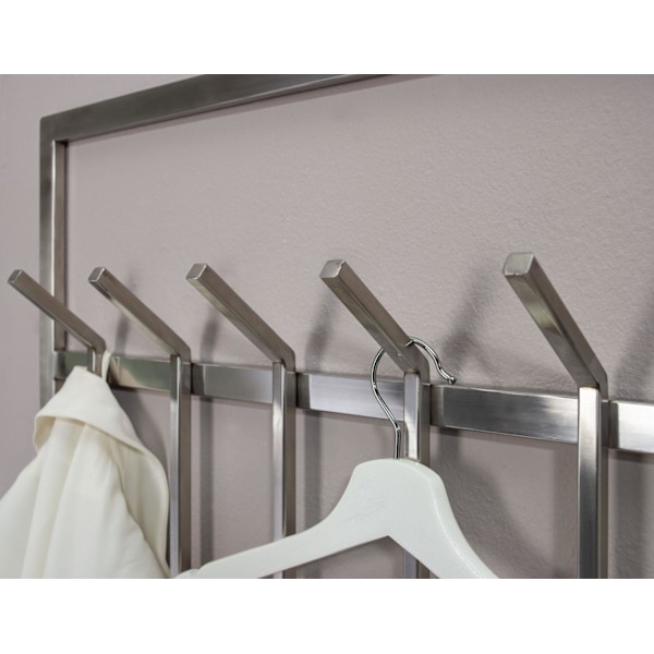 Rootz væg knagerække metal sølv 60x100x7,5 cm design gang knagerække stål - Vægpanel krogestang - Garderobevæg - Knagerække entre