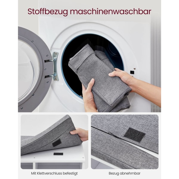 Rootz skobænk med opbevaring - Entryway Organizer - Klassisk hvid - Spånplade - Skum - Imiteret linnedbetræk - 30,3 cm x 78,5 cm x 48 cm - 136 kg Max