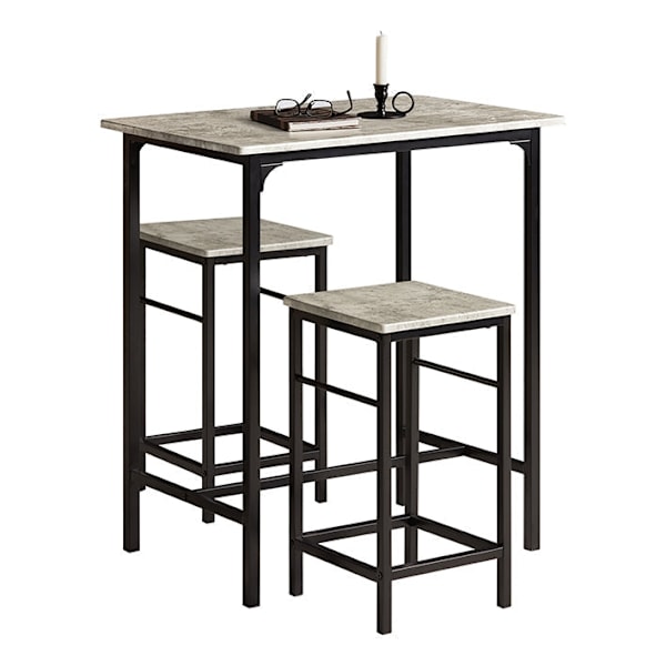 Rootz 3-delt barbordssæt - Barstole - Spisestuesæt - MDF finertop - Holdbar og let - Nem vedligeholdelse - Bord: 80cm x 87cm x 50cm, Skamler: 32cm x 5