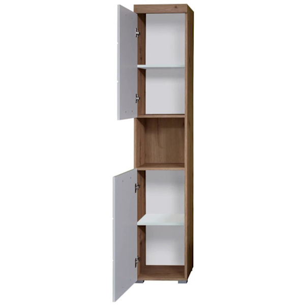Rootz Badeværelsesskab - Højskab med åbent rum - Højglans - 37 x 190 x 31 cm White High gloss