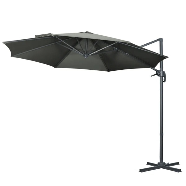 Rootz Parasol - Cantilever Parasol - Haveparaply med krydsbund - Vejrbestandig - Solbeskyttelse - Aluminium - Grå - 294 cm x 248 cm