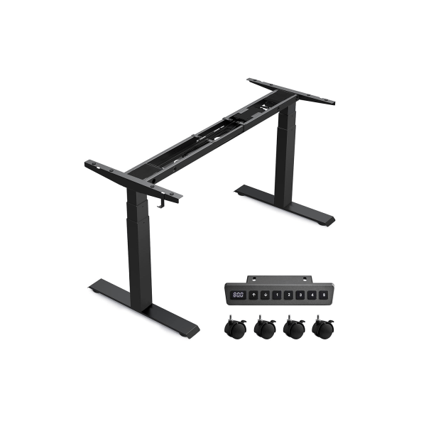 Rootz Electric Standing Desk Converter - Sit Stand Skrivbord - Höjdjusterbart skrivbord - Stålram - Svart - 68cm x (110-180)cm x (60-125)cm - Tyst dri