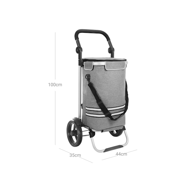 Rootz foldbar indkøbsvogn - Købmandsvogn - Sammenklappelig hjælpevogn - Letvægtsdesign - 45 cm x 35 cm x 92 cm
