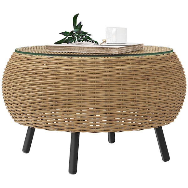 Rootz Poly Rattan Side Table - Round sofabord - Balkonbord - Vejrbestandig og holdbar - Ø75 x 42 cm
