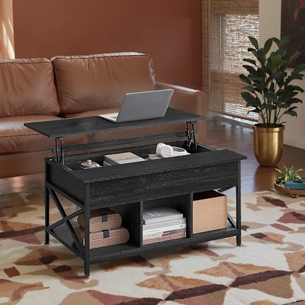 Rootz Sofabord - Højdejusterbar bordplade - Træspanelbord - Stålramme - 60 cm x 100 cm x (48-62) cm