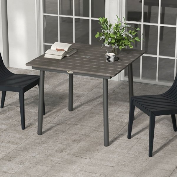 Rootz Havebord - Udendørs spisebord - Loungebord - Vejrbestandig - Moderne Design - 90cm x 90cm x 75cm - Mørkegrå