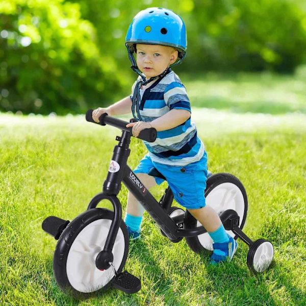 Rootz Balanscykel för barn - Lärcykel - Barncykel med träningshjul och pedaler - Justerbar sitshöjd - Svart