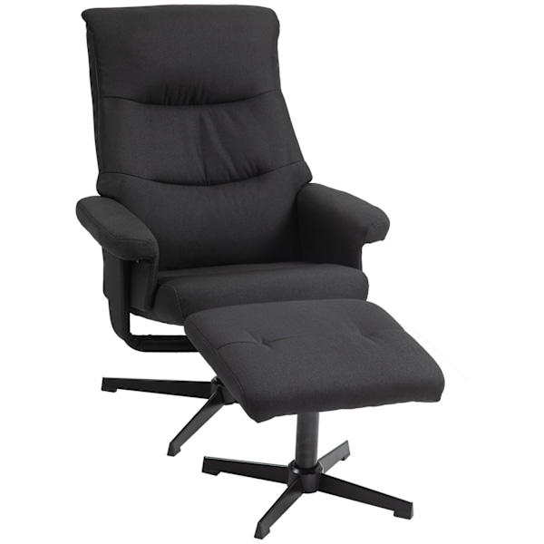 Rootz Reclining Chair with Pall Set - Swivel Seat - Rocker Function - Velvet Look, 135 ° Justera - 74W x 81d x 102h cm, svart