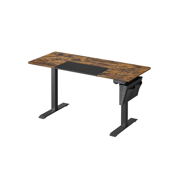 Rootz elektrisk bordstativ - Justerbart skrivebord - Stående skrivebord - Vintage Brun-Sort - Spånplade og stål - Højdejusterbar - Opbevaringslomme -