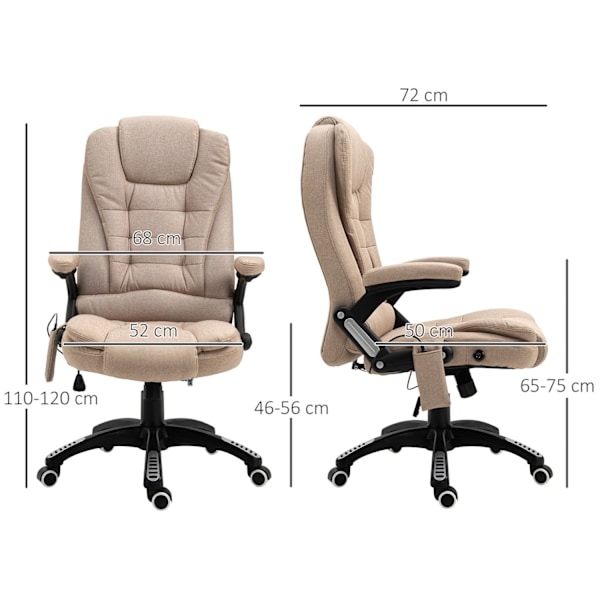 Rootz Massagestol med värmefunktion - Ergonomisk skrivbordsstol - Höjd justerbar - främjar blodcirkulation - 68L x 72W x 110-120H CM - Brun