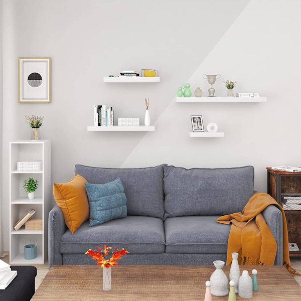 Rootz Sæt med 3 væghylder - Displayhylder - Opbevaringshylder - Holdbar MDF & PVC finer - Fugtbestandig - Nem installation - Alsidig brug - Flere læng