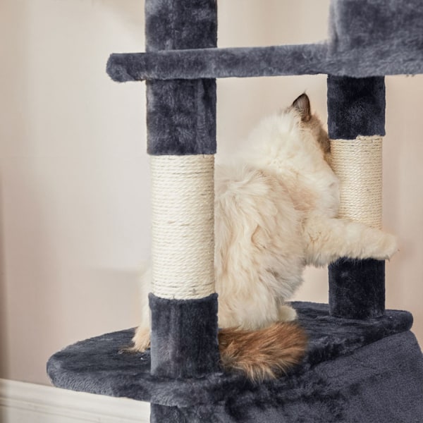 Rootz Cat Scratching Post Tree - Kattmöbler - Högt Scratching Tower - Lekplats i flera plan - Sisalstolpar - 60cm x 50cm x 206cm